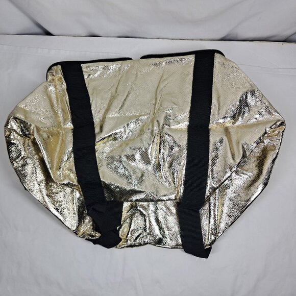 NWT's Victoria's Secret Gold Metallic Compact Weekender Tote Duffle Shopper Bag - Picture 9 of 10